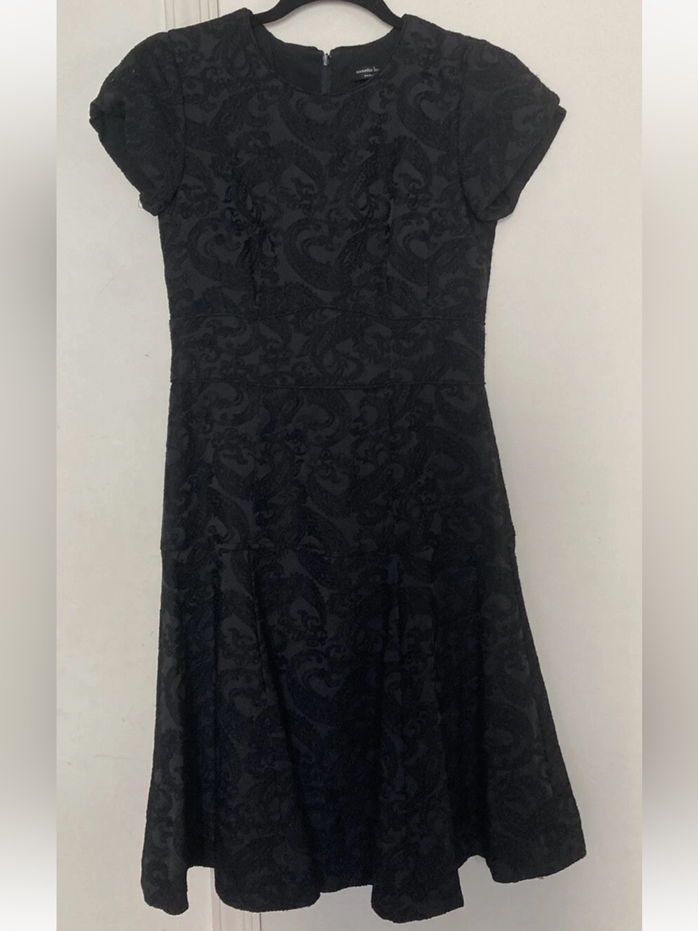 Nanette Lepore Fresco Frock Black Textured Paisley Dress Made in USA